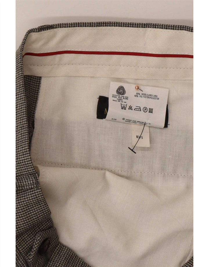 Marks & Spencer Pantalones informales con pinzas para hombre W34 L31 Lana de pata de gallo negra