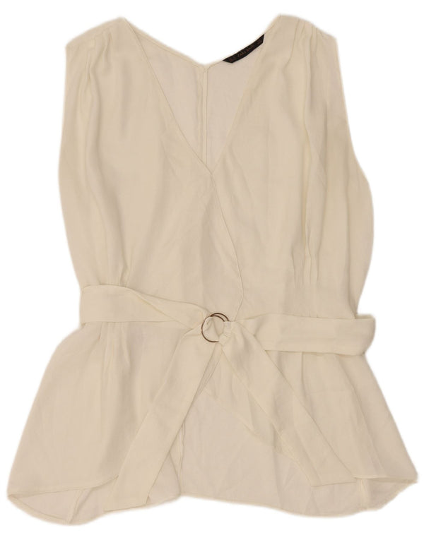 Zara Mujer Blusa Sin Mangas Top UK 40 XL Blanco