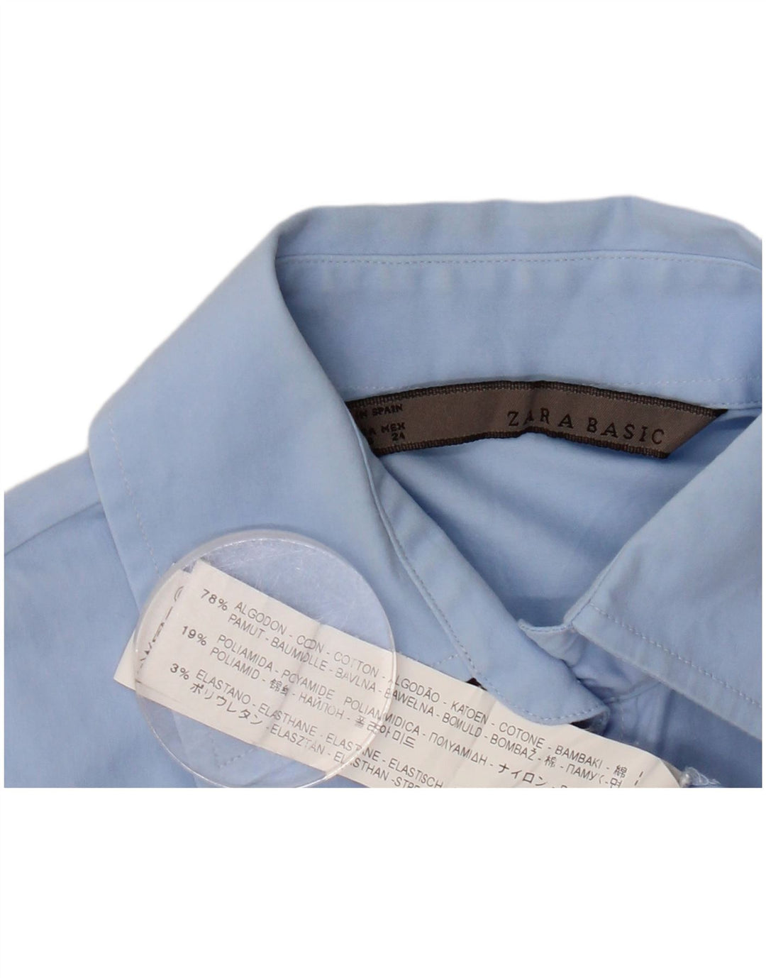 ZARA Mujer Body Manga Larga UK 6 XS Algodón Azul