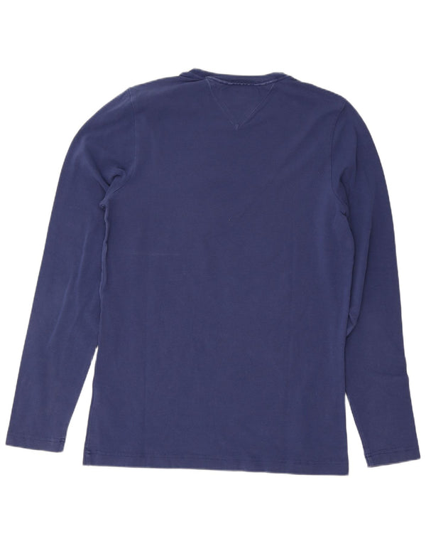 Tommy Hilfiger Hombre Slim Fit Top Manga Larga Algodón Azul Pequeño
