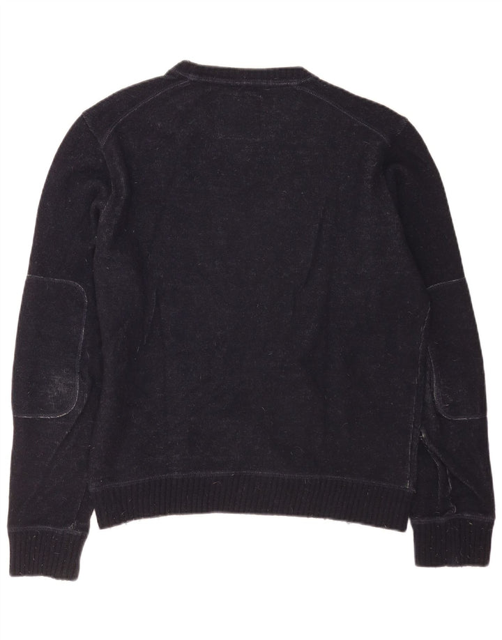 Woolrich Jersey De Hombre Con Cuello Barco Gráfico De Lana Azul Marino Medio