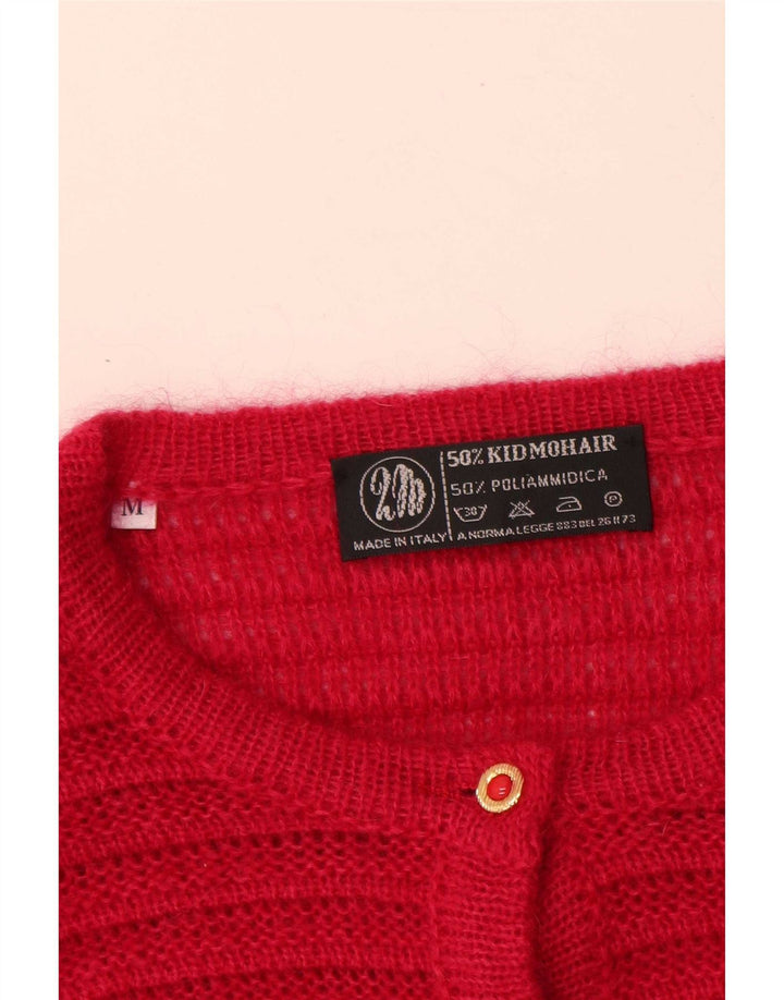 Vintage mujer oversized Cardigan suéter Reino Unido 14 medio rosa Mohair