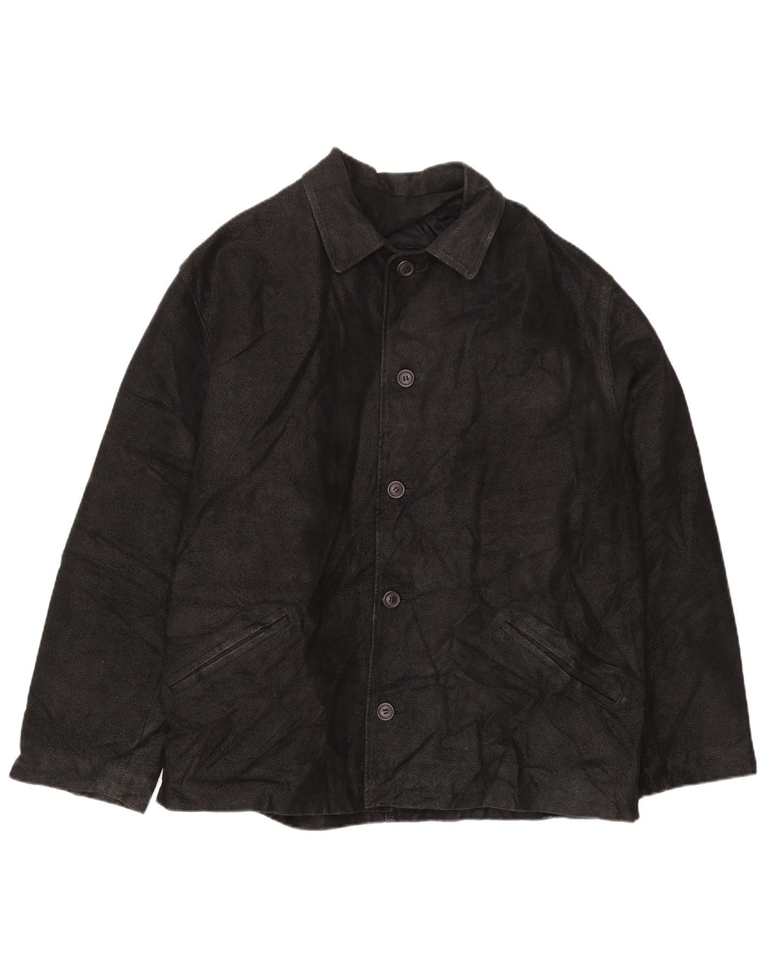 SAVE THE FOREST Chaqueta de cuero para hombre IT 54 2XL Cuero negro