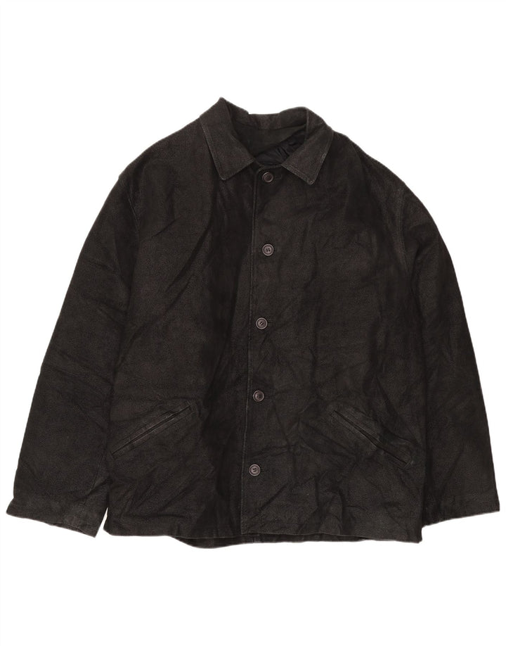 SAVE THE FOREST Chaqueta de cuero para hombre IT 54 2XL Cuero negro