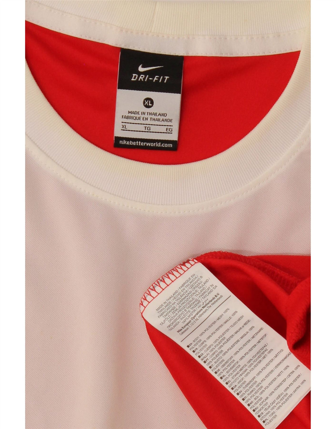 NIKE Hombre Dri Fit Top Manga Larga XL Poliéster Color Block Rojo