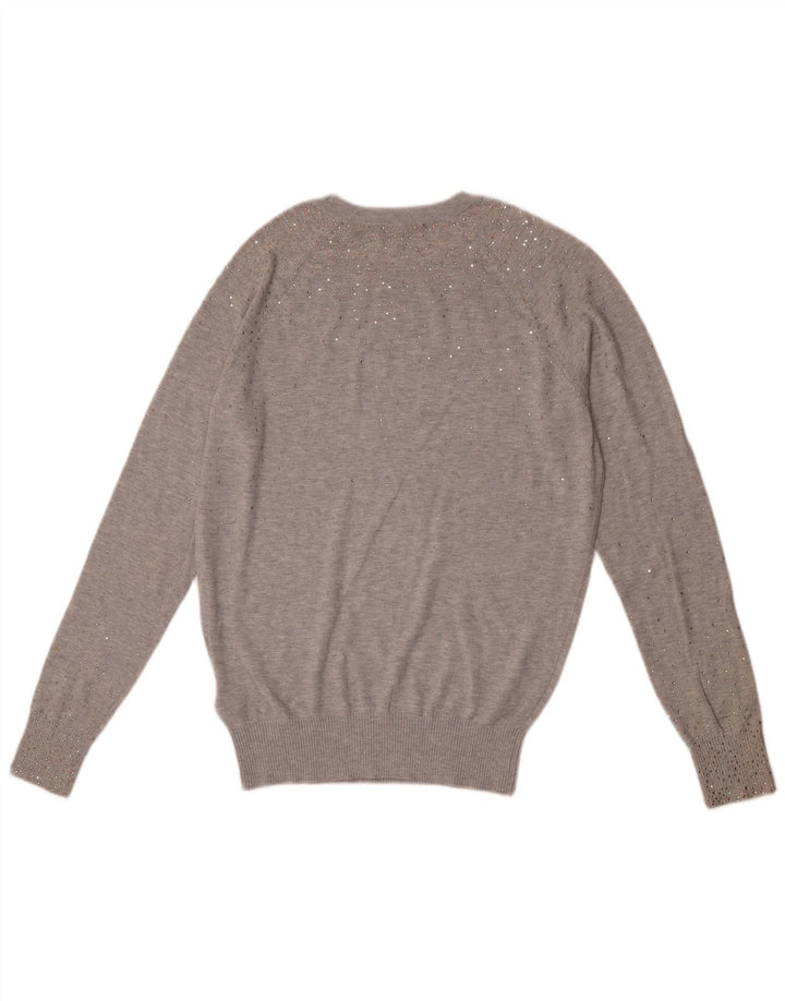 Ted Baker - Jersey para mujer con cuello barco, talla 2, algodón moteado gris pequeño