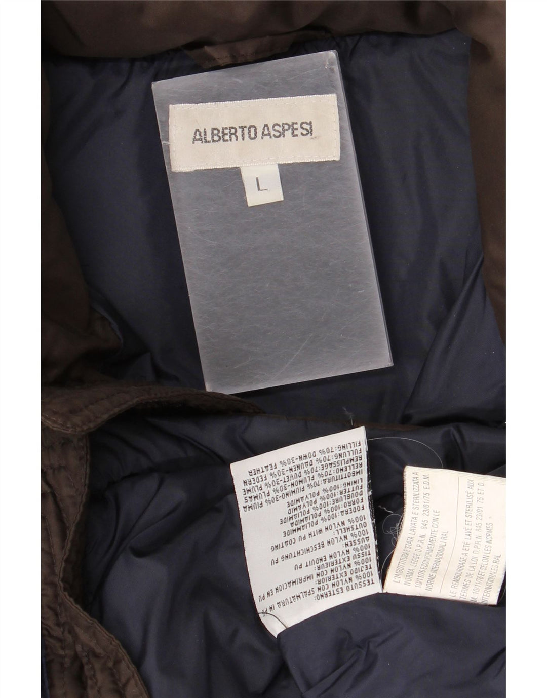 Alberto Aspesi Chaqueta acolchada para mujer UK 46 Large Nylon marrón
