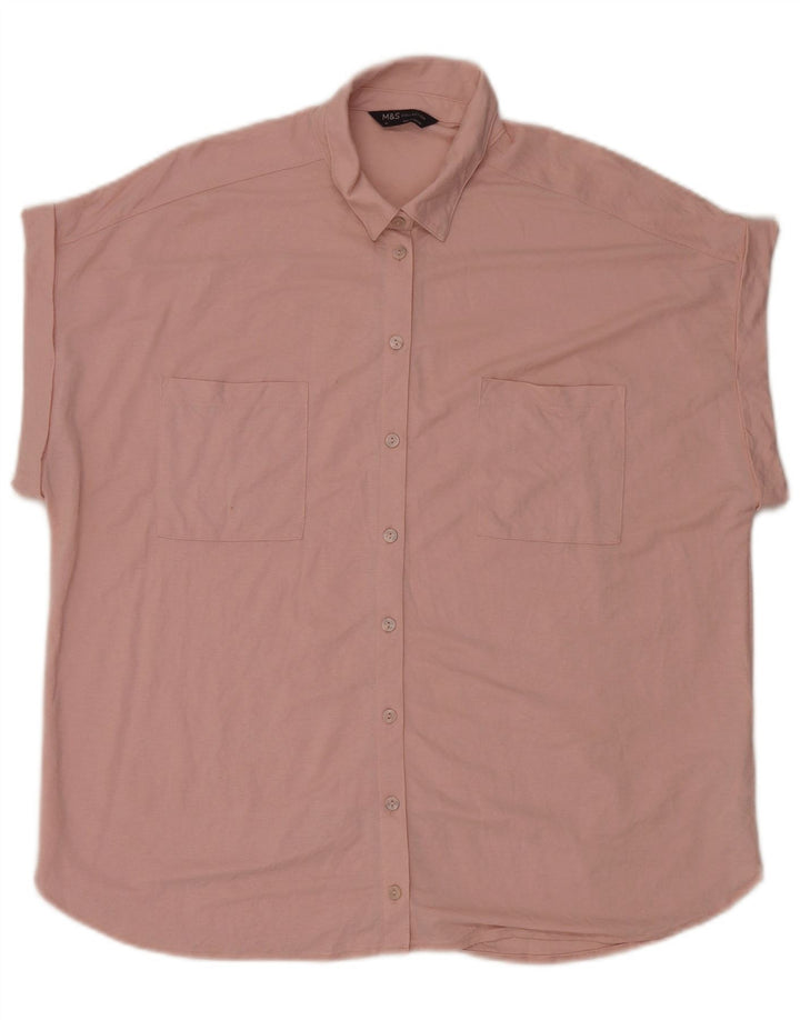 Marks & Spencer Camisa extragrande de manga corta para mujer UK 44 Grande Rosa