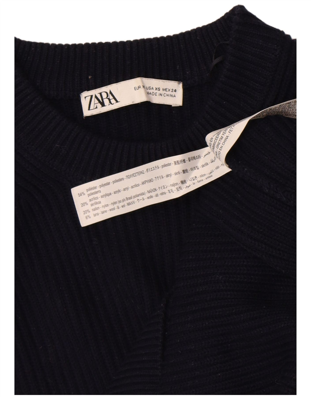 Zara Jersey extragrande con cuello redondo para mujer UK 6 XS Poliéster azul marino