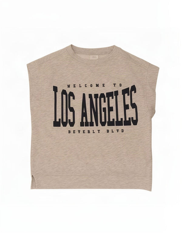 Zara Camiseta Niña Loose Fit Graphic Top 11-12 Años Algodón Gris