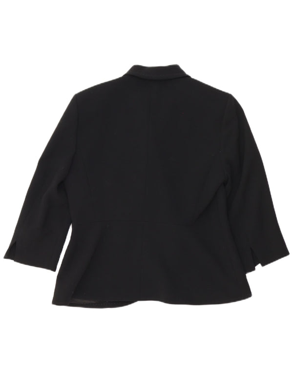 Max Mara Chaqueta tipo blazer con 1 botón y manga 3/4 para mujer UK 40 Medium Black Rayon