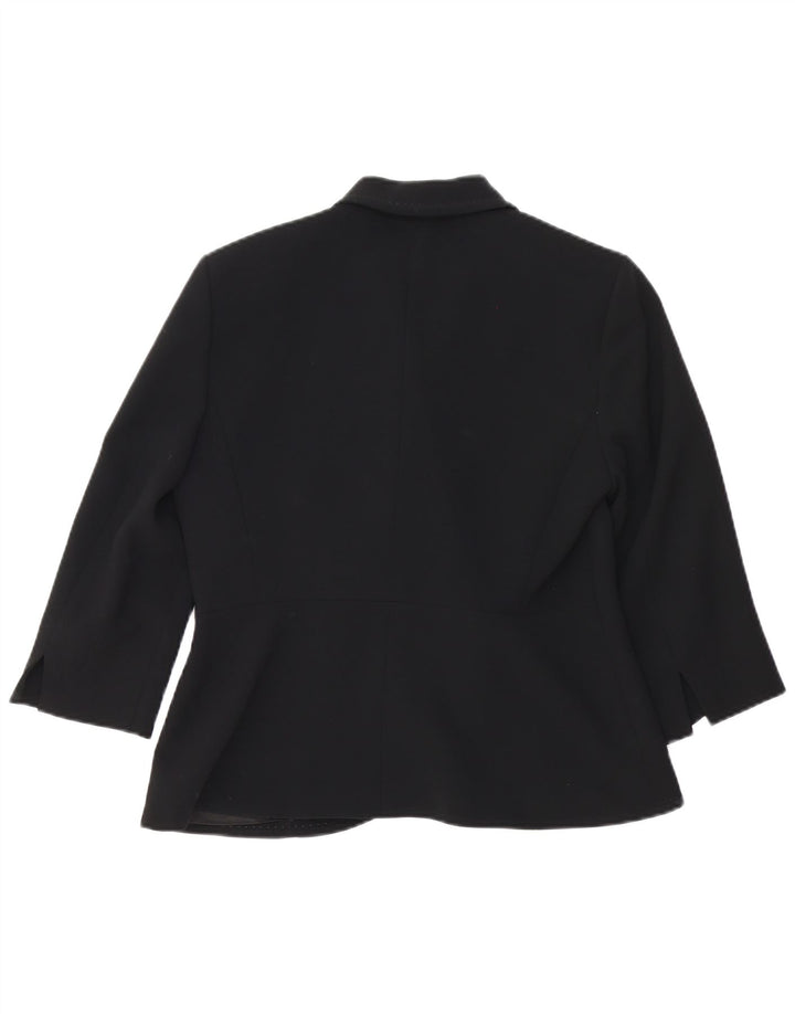 Max Mara Chaqueta tipo blazer con 1 botón y manga 3/4 para mujer UK 40 Medium Black Rayon