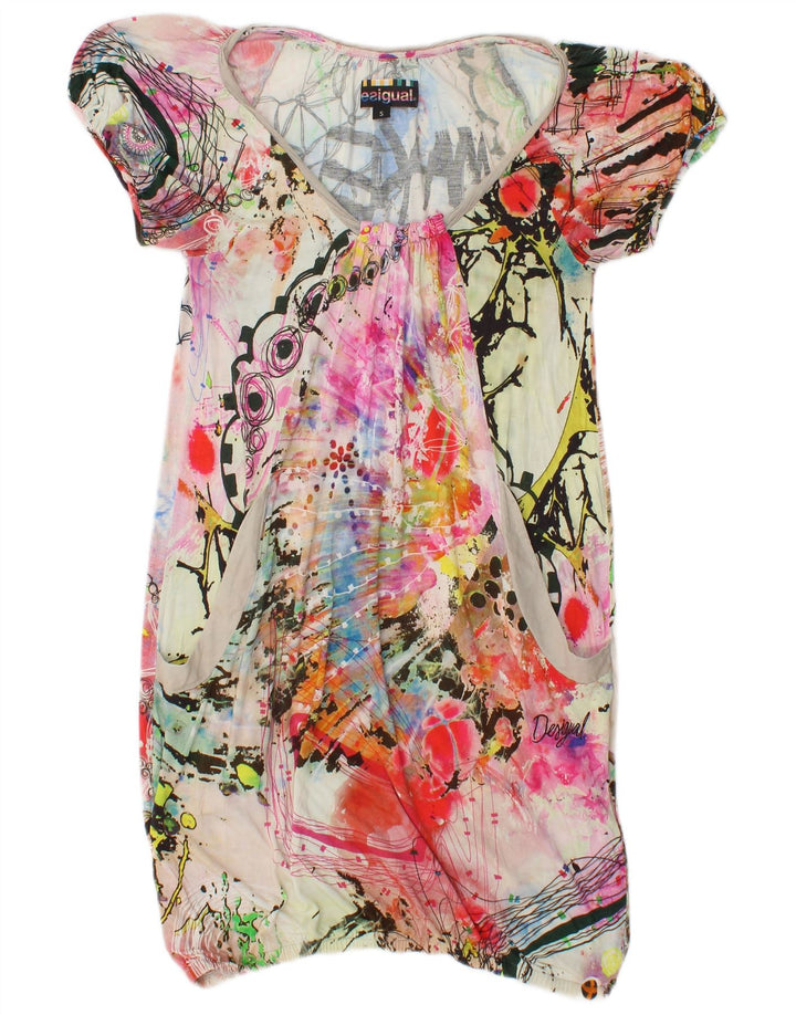 DESIGUAL Vestido gráfico de burbujas para mujer UK 8 Small Multicolor Tie Dye