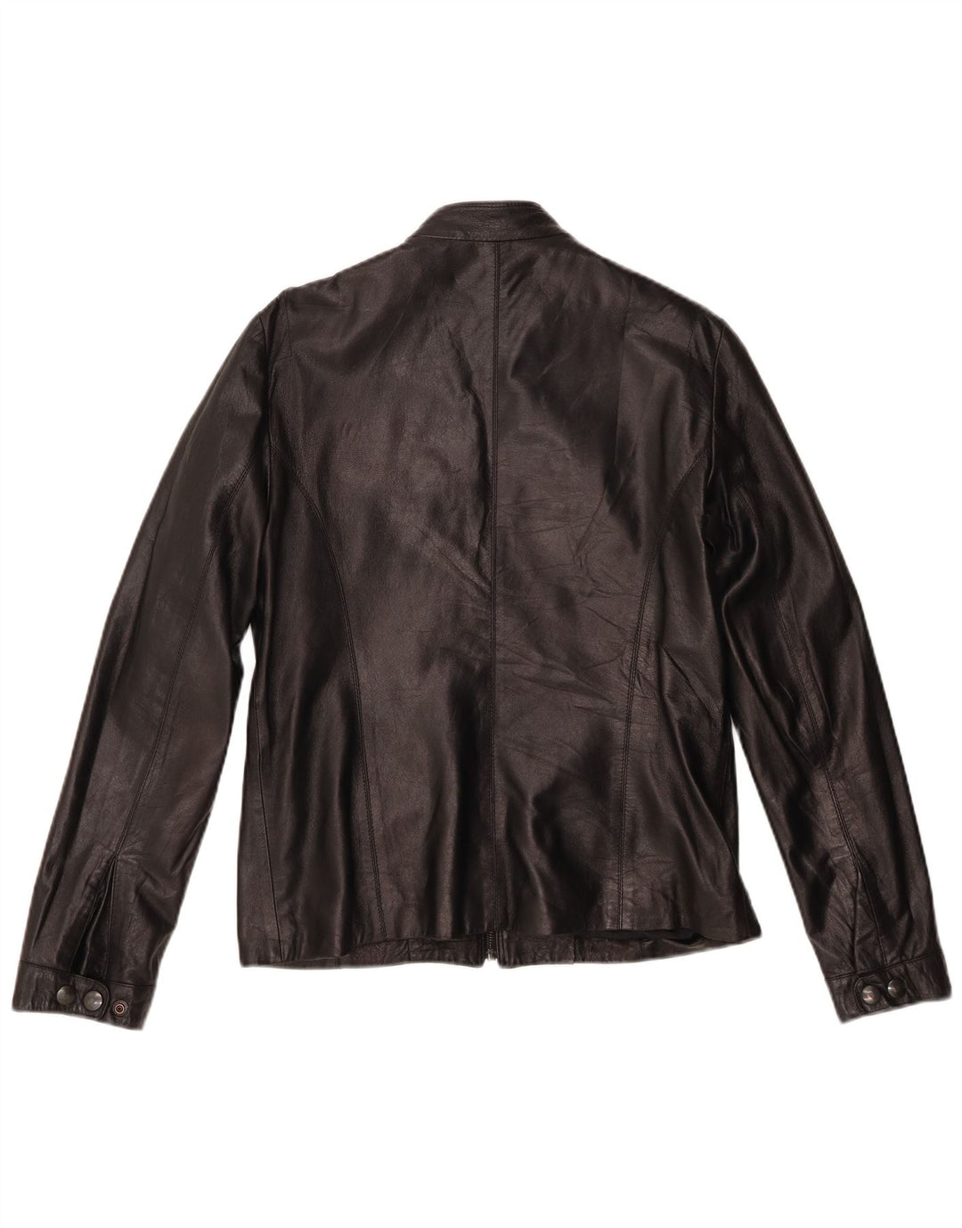 Chaqueta de cuero vintage para mujer IT 46 cuero negro grande