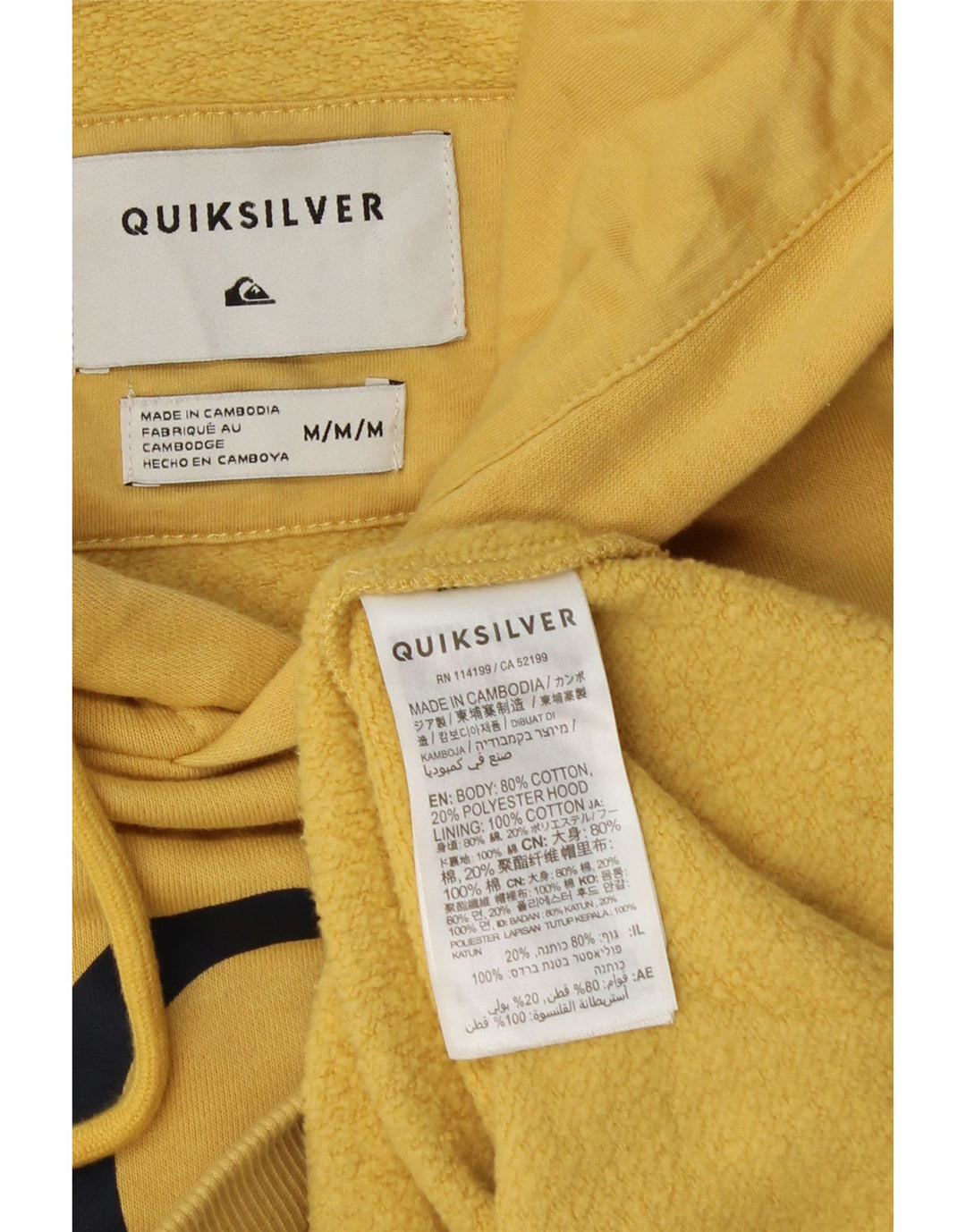 QUIKSILVER Jersey con capucha gráfica para hombre Algodón amarillo medio