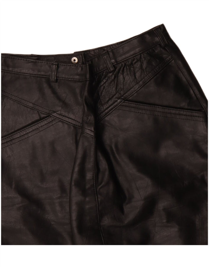Vintage mujer cuero lápiz falda W26 pequeño negro