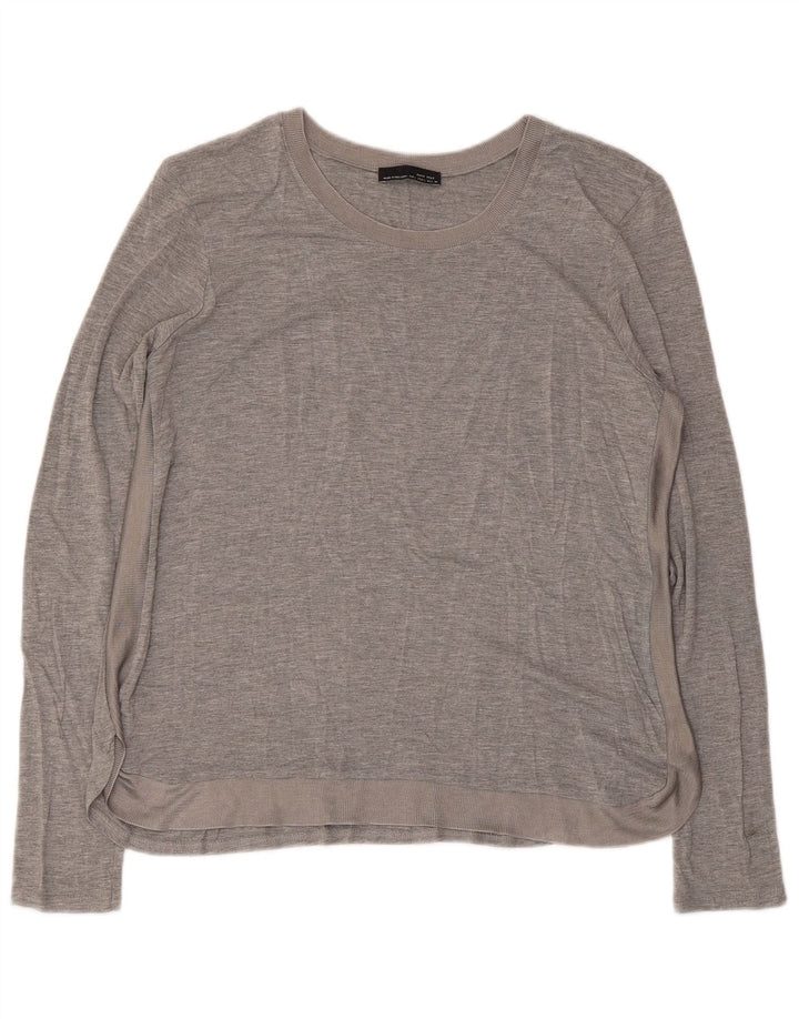 Zara Mujer Top Manga Larga UK 46 Grande Gris Moteado