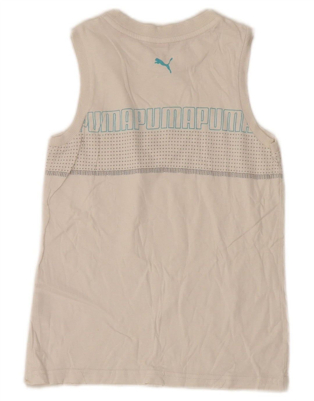 Puma Camiseta sin mangas gráfica para niños 9-10 años Blanco manchado