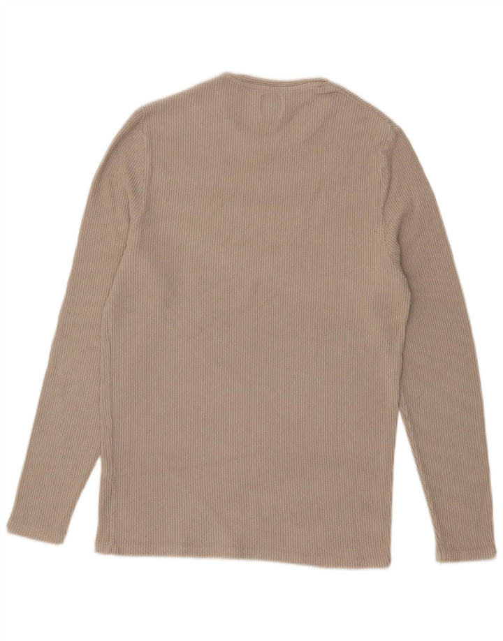 Zara Hombre Top Manga Larga Algodón Beige Medio