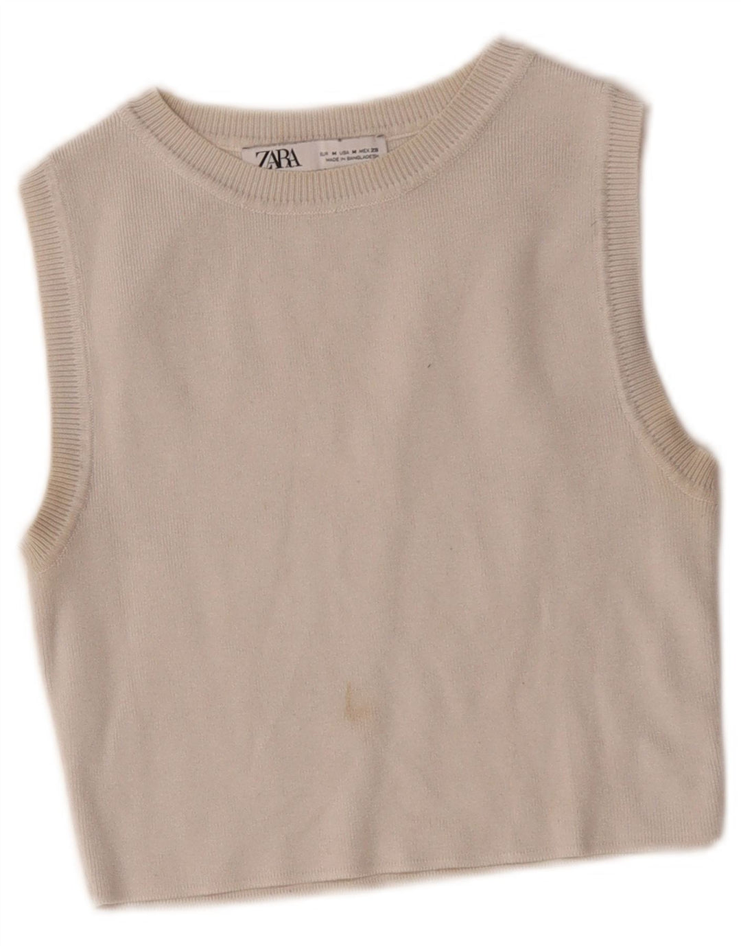 Zara Top Corto Sin Mangas para Mujer UK 12 Medium Off White