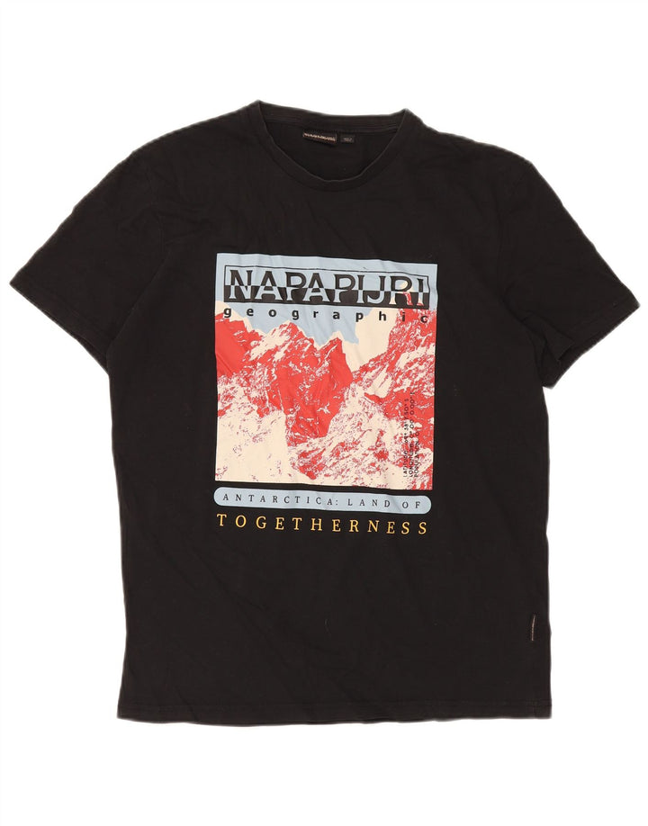 Napapijri - Camiseta gráfica para hombre, talla mediana, algodón negro