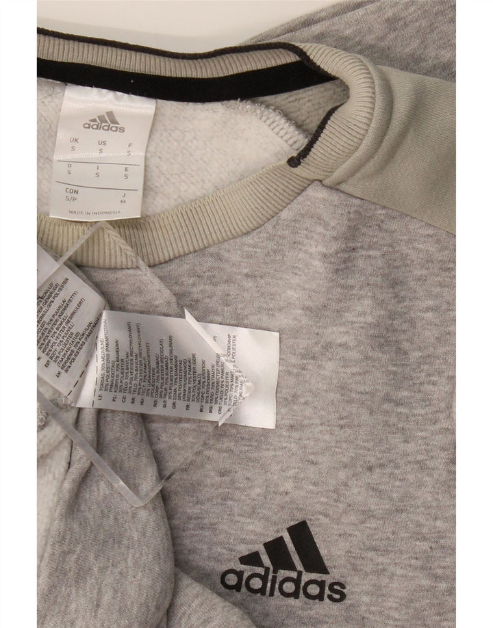 Adidas Hombre Sudadera Jumper Small Gris Colorblock Algodón