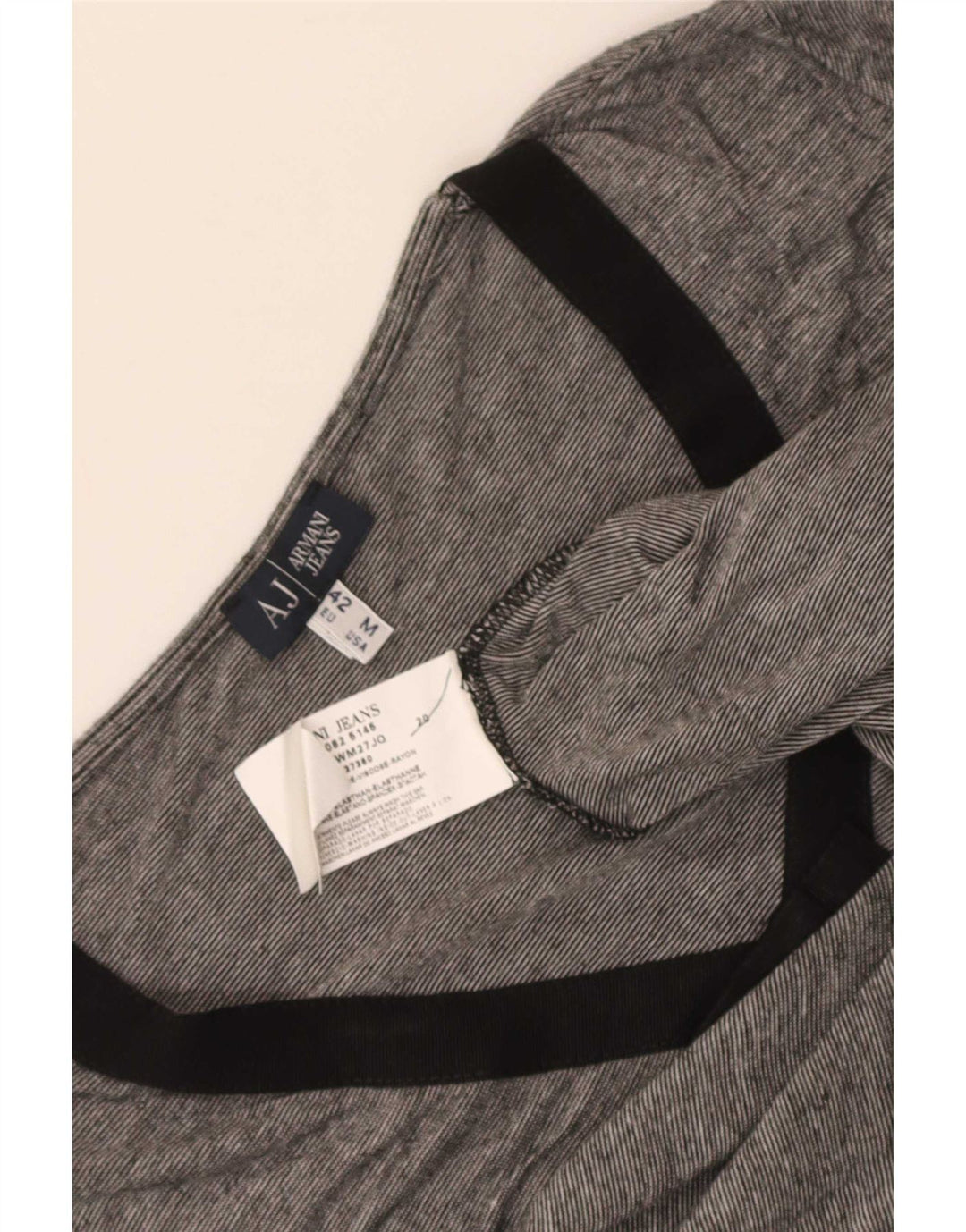 Armani Jeans Mujer Top Manga Larga UK 42 Viscosa Gris Medio Rayas Pintadas