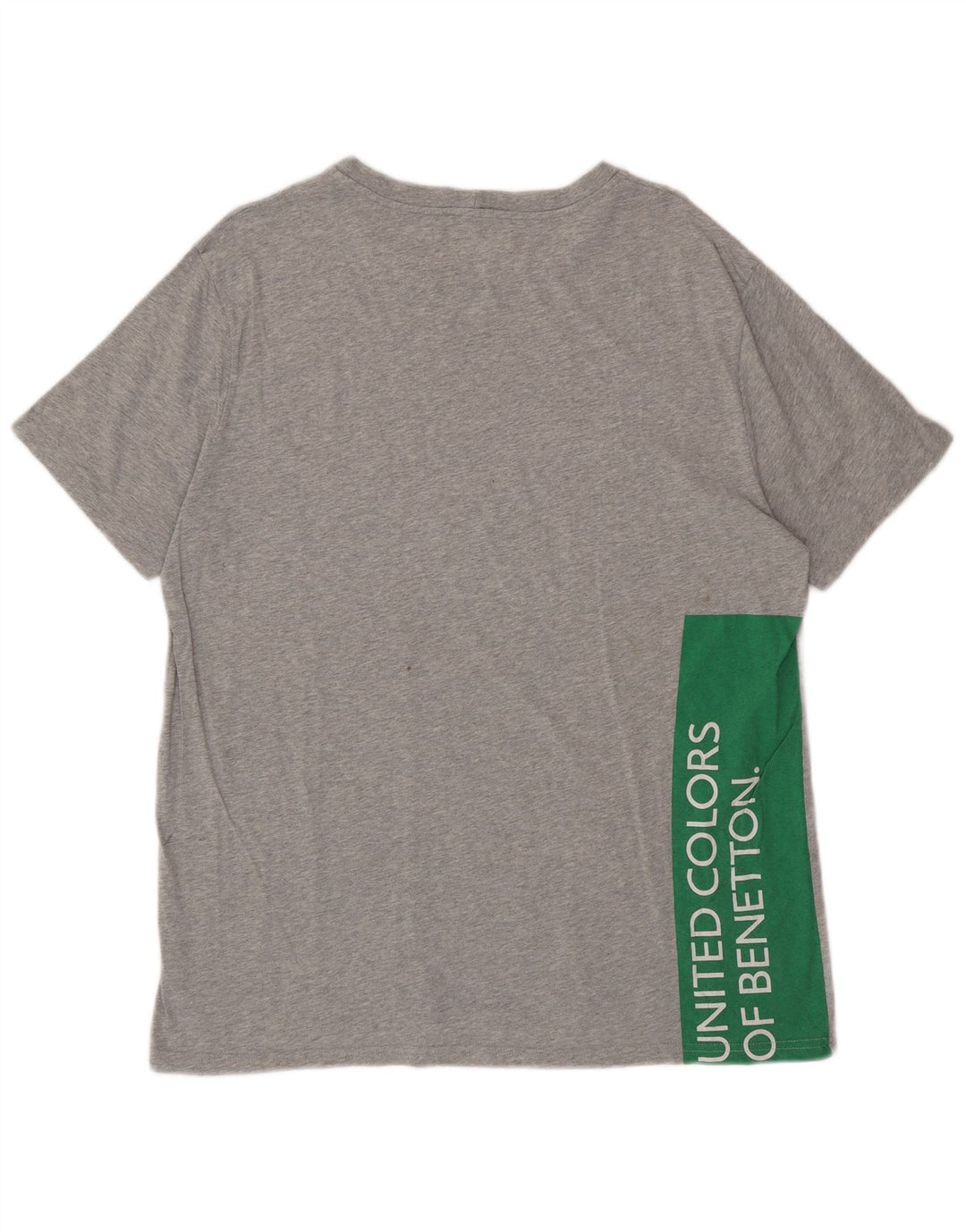 BENETTON Camiseta gráfica para hombre Top 2XL Gris Colorblock Algodón