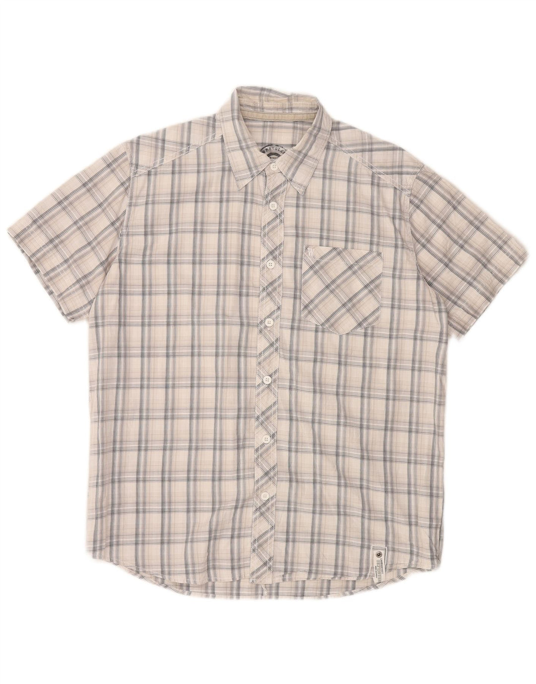 Wrangler Camisa De Manga Corta Para Hombre De Algodón A Cuadros Blanco Mediano