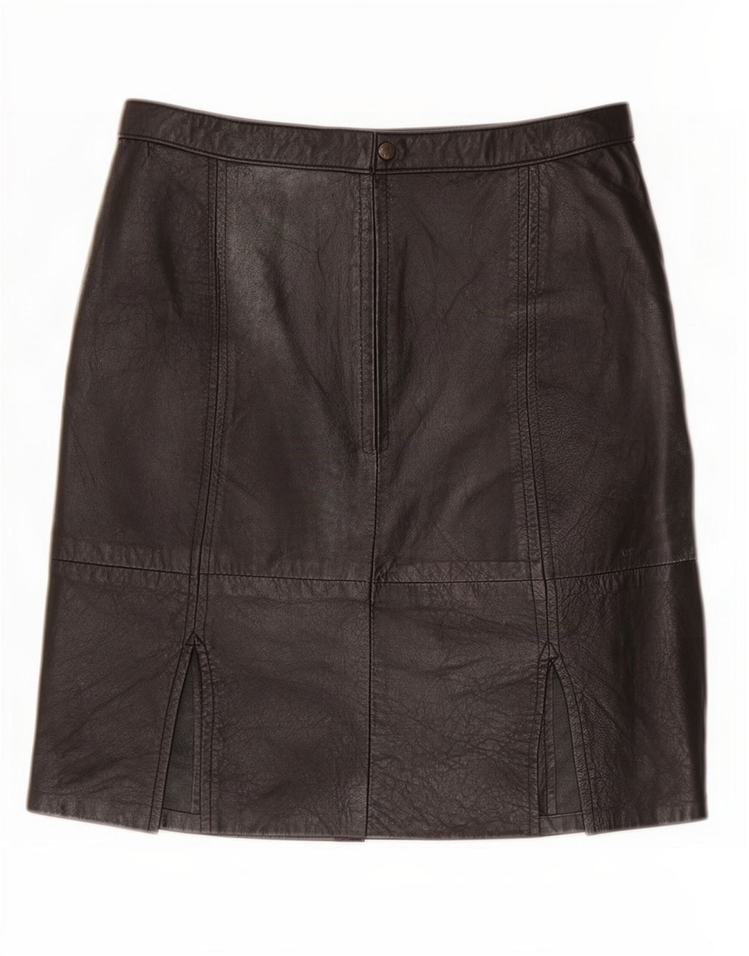 Falda de cuero vintage para mujer IT 44 Mediana W30 Negro