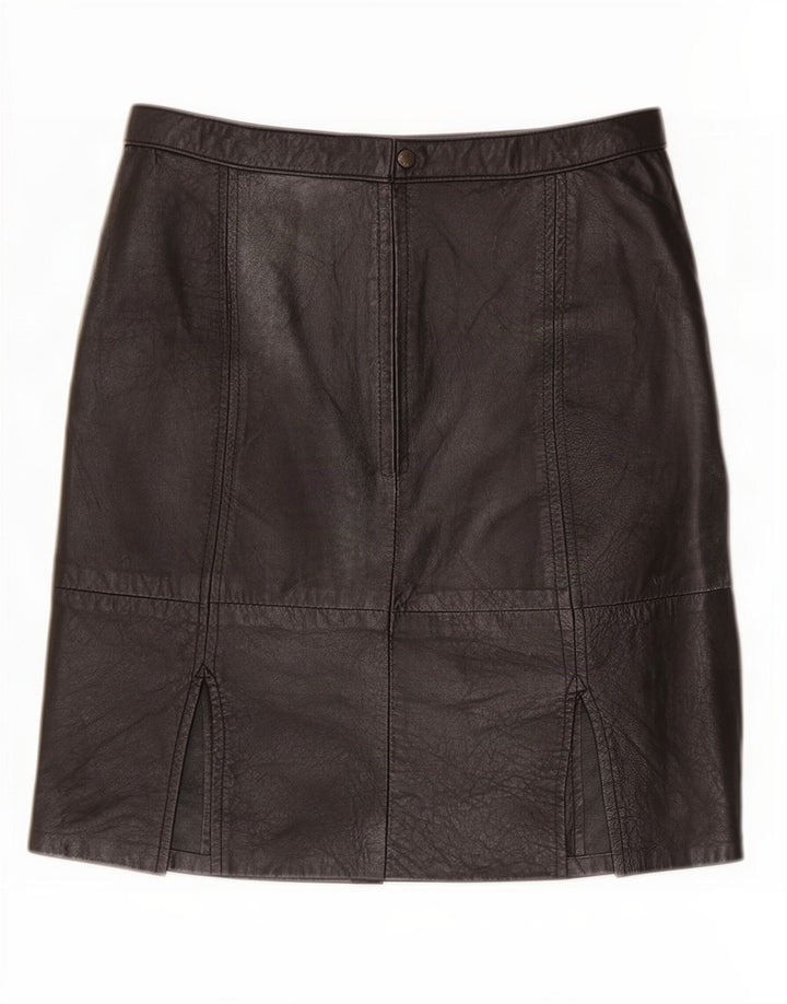 Falda de cuero vintage para mujer IT 44 Mediana W30 Negro