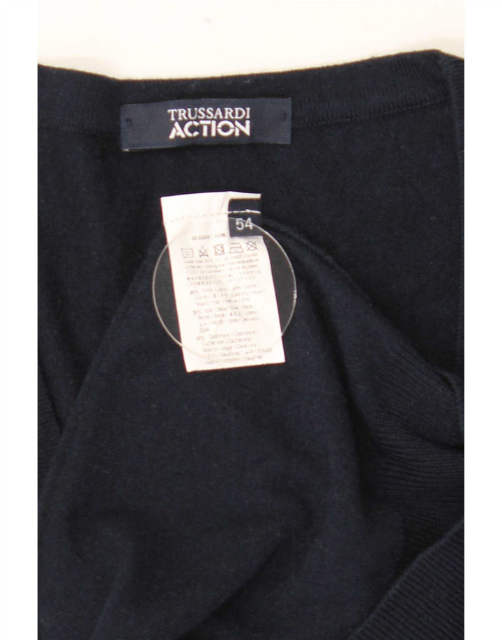 Trussardi Cárdigan Hombre IT 54 XL Lana Azul Marino