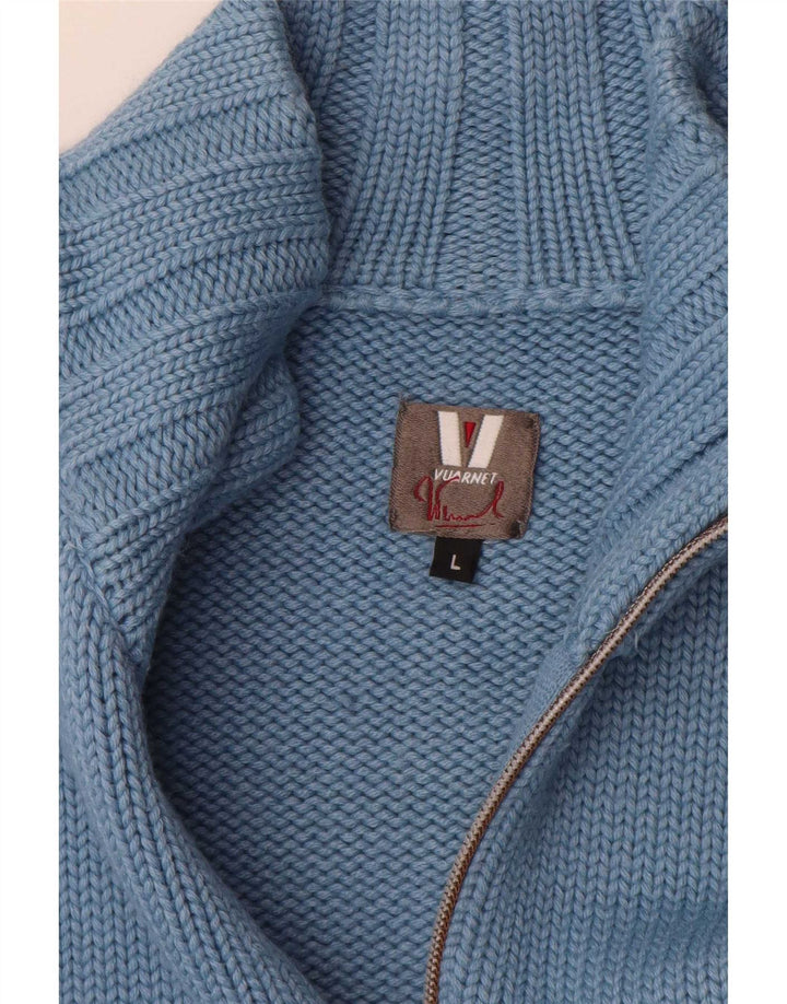 Vuarnet Hombre Cárdigan Con Cremallera Completa Sueter Large Azul Colorblock