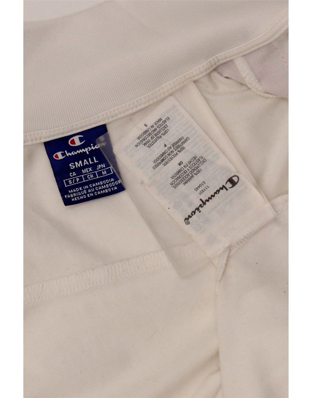 Champion Mujer Gráfico Chándal Top Chaqueta UK 10 Pequeño Poliéster Blanco