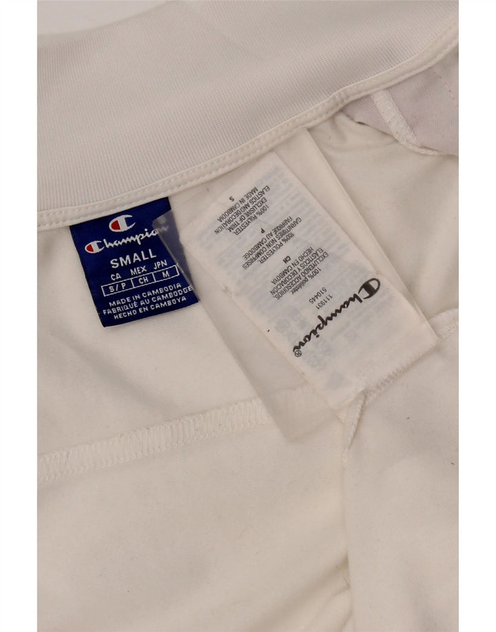 Champion Mujer Gráfico Chándal Top Chaqueta UK 10 Pequeño Poliéster Blanco