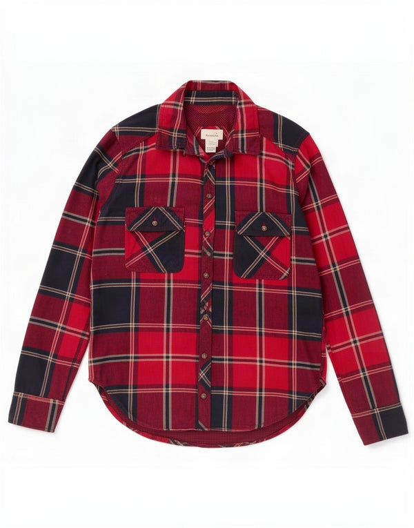 Abercrombie & Fitch Camisa para mujer UK 10 Small Red Plaid Cotton