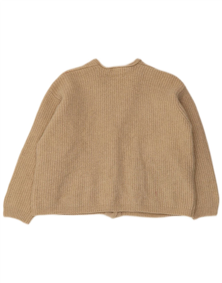 Dkny Suéter tipo cárdigan extragrande para mujer UK 10 Small Beige Wool