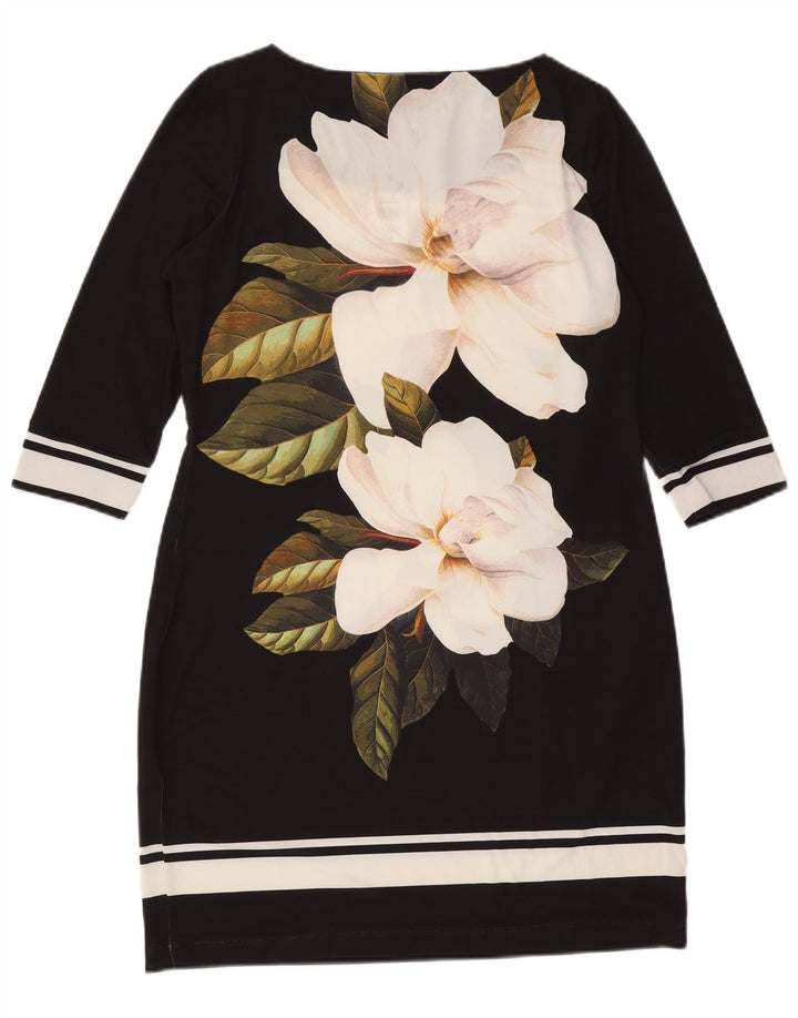 Wallis Vestido de manga 3/4 para mujer US 8/10 Poliéster floral negro mediano