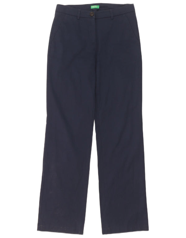 Benetton Pantalones Chinos Rectos Mujer UK 8 Small W28 L31 Azul Marino Algodón