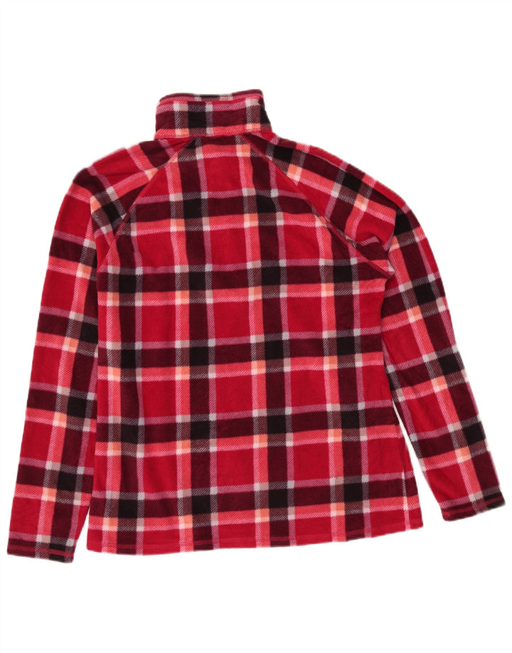 Eddie Bauer Jersey de forro polar con cuello y cremallera para mujer Reino Unido 14 Poliéster a cuadros rojos medianos