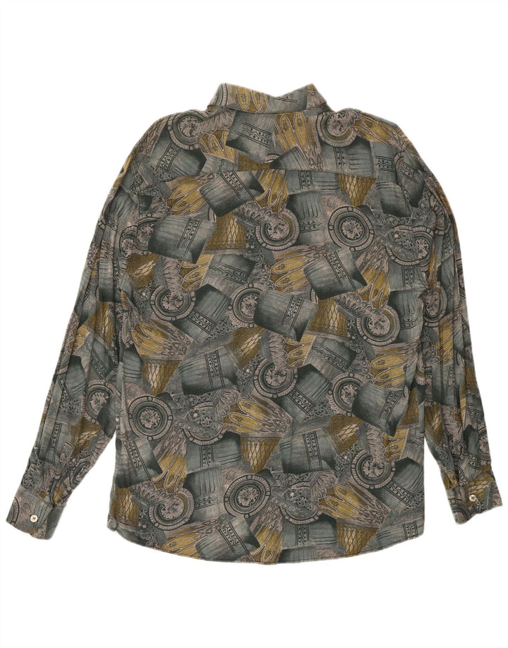 Camisa vintage para hombre Patchwork verde medio
