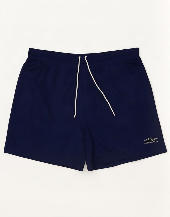 Pantalones cortos deportivos Umbro para hombre, talla grande, azul marino, a rayas