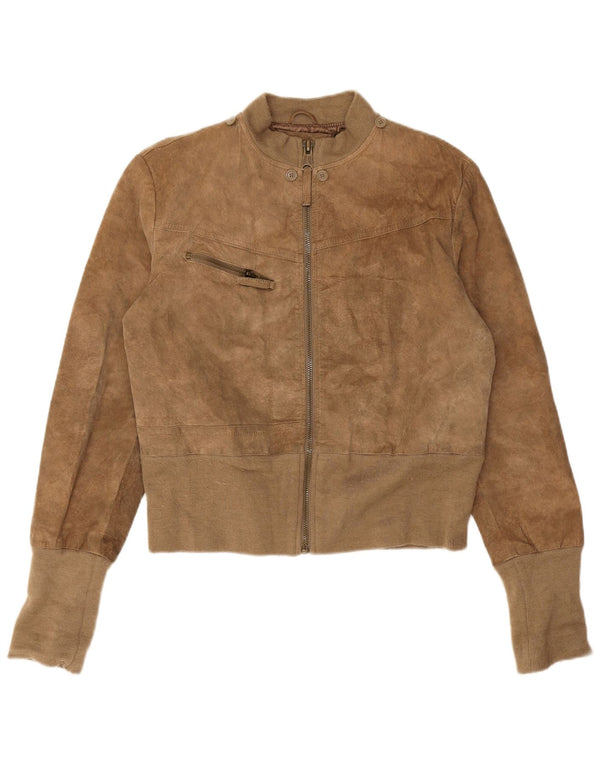 PROJECT Chaqueta de ante para mujer UK 44 Cuero beige medio