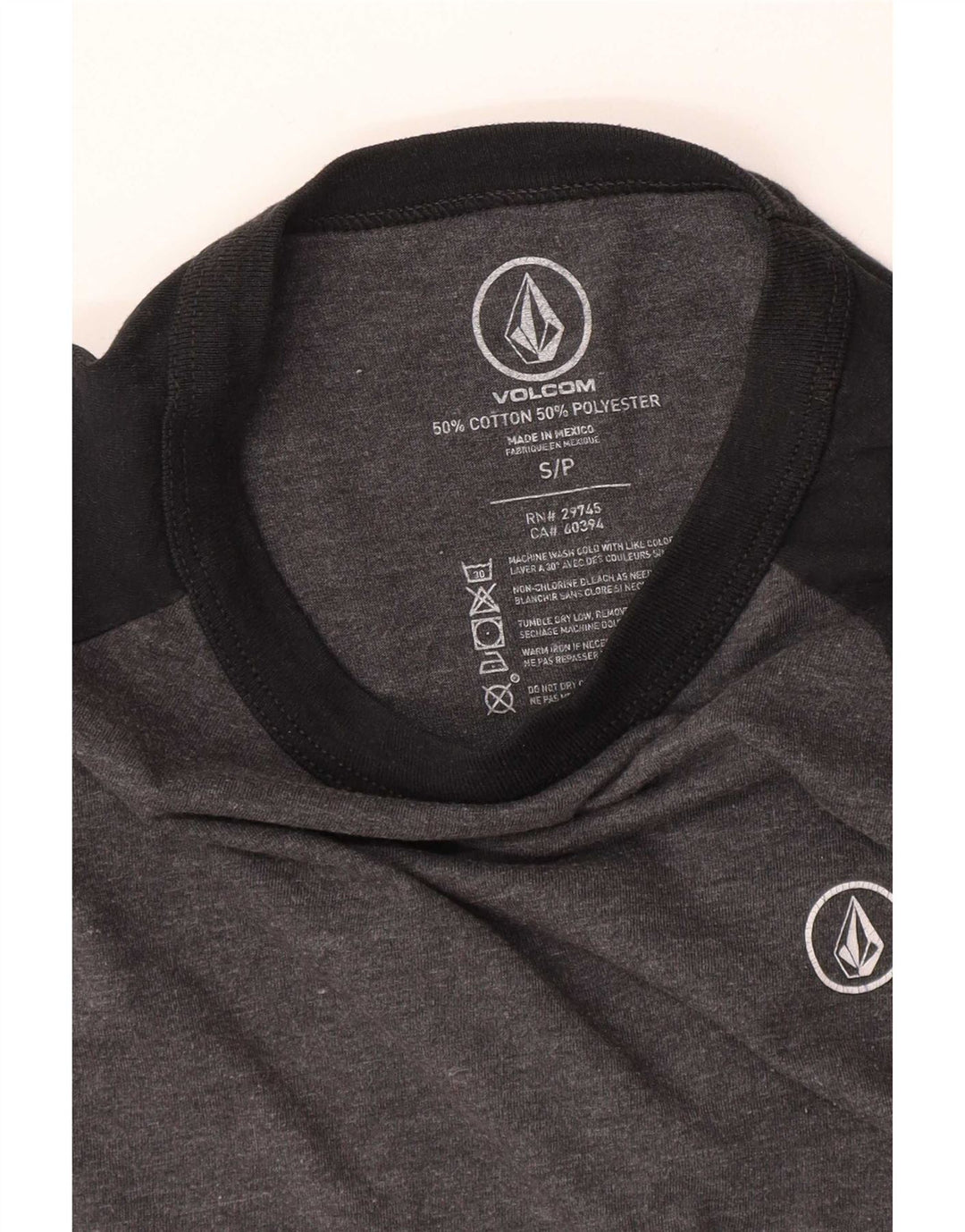 Volcom Camiseta de manga 3/4 para mujer UK 40 Small Gris Colorblock Algodón