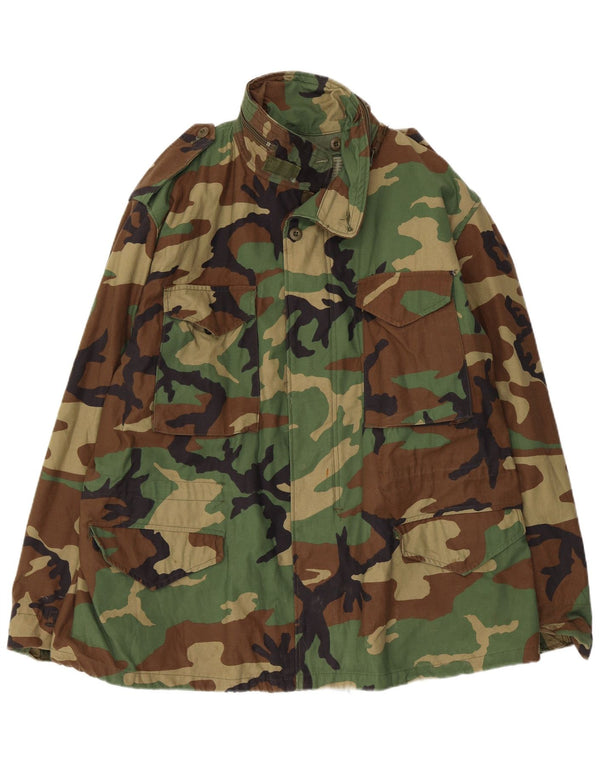 Vintage hombres chaqueta militar Reino Unido 42 XL verde camuflaje algodón
