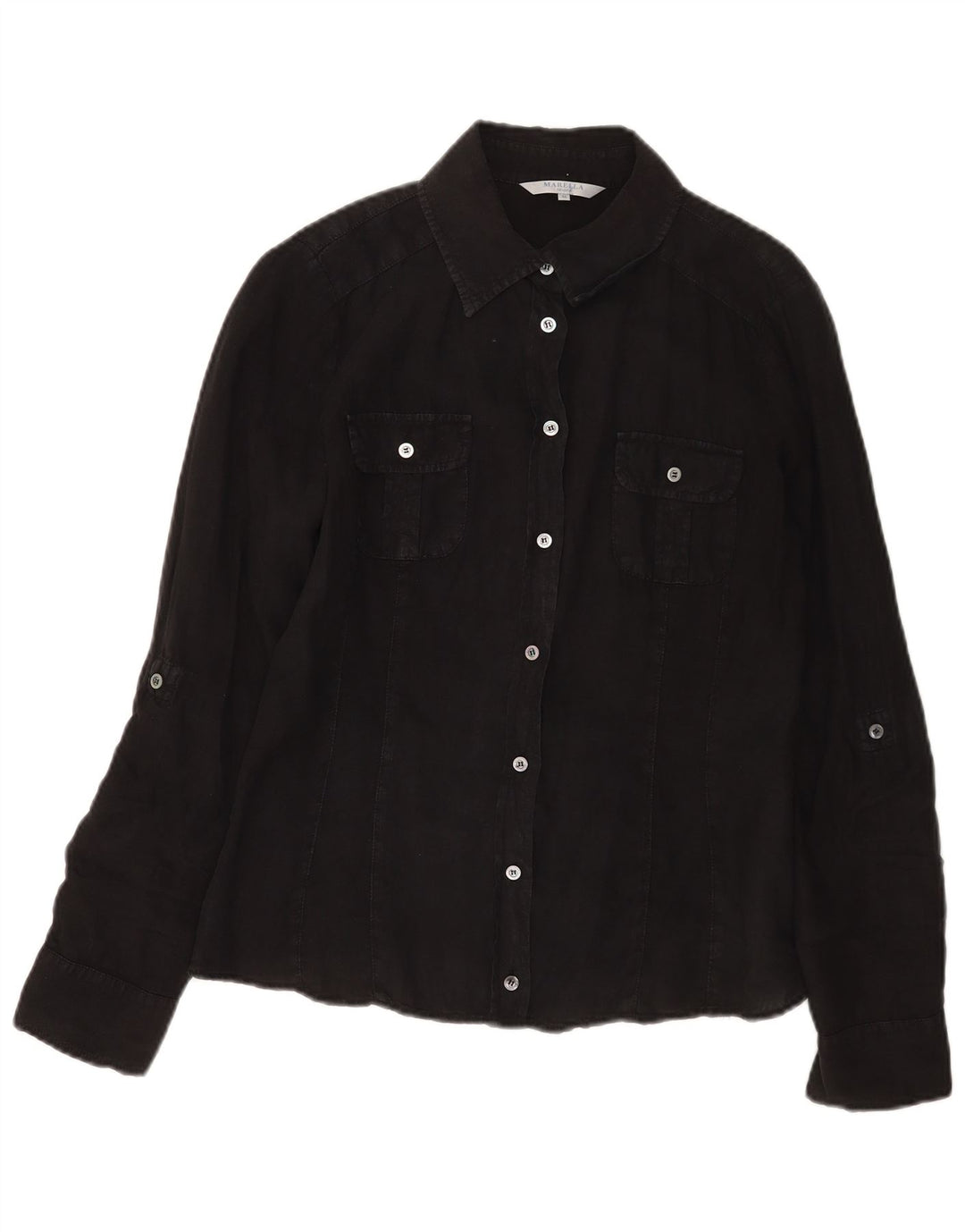 Marella Camisa para mujer Reino Unido 42 Mediano Lino negro