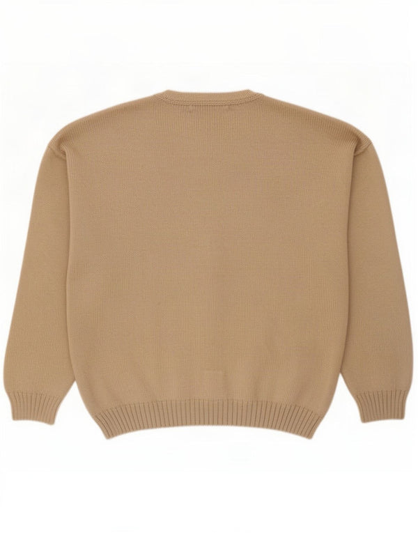Vintage Mens Cardigan Sweater XL Beige Cotton