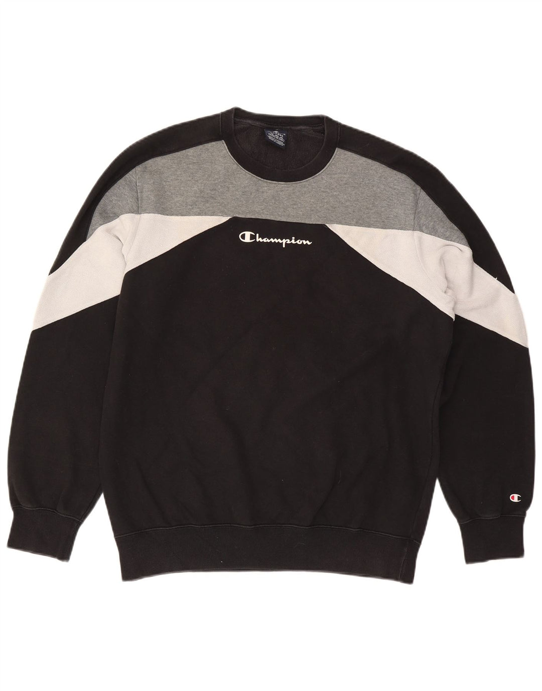 CHAMPION Sudadera gráfica para hombre Jumper XL Negro Colorblock Algodón
