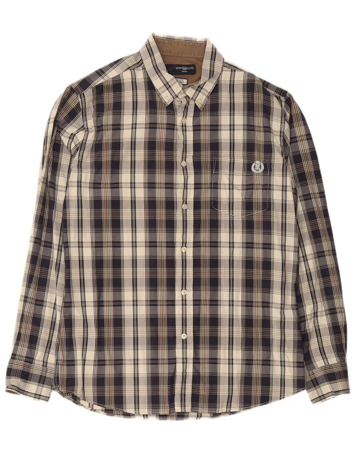 Henri Lloyd Camisa de hombre grande de algodón a cuadros multicolores