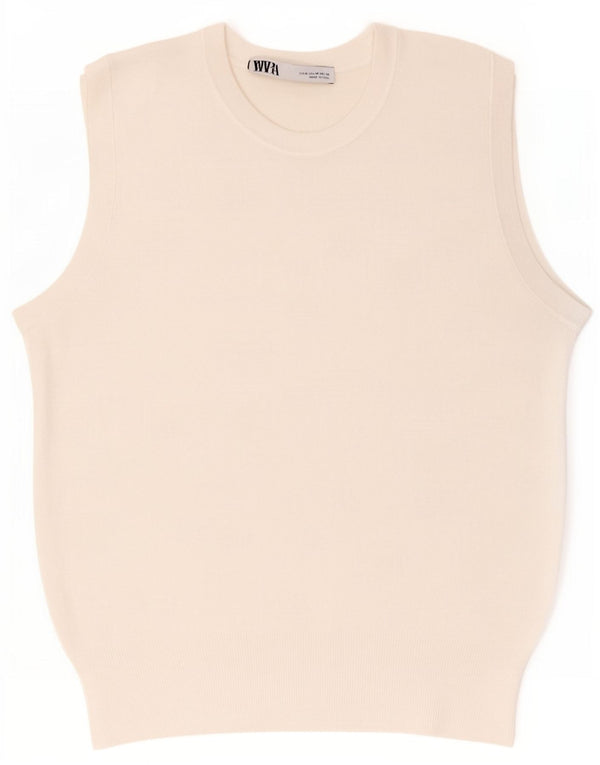 Zara Mujer Chaleco Sin Mangas UK 12 Medium Viscosa Blanca